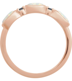 72478 Ring Set 14K Rose Lab-Grown White Opal Oval 5 X 3 Mm Natural London Blue Topaz Polished Lab-Grown White Opal Cabochon And Natural London Blue Topaz Stackable Ring