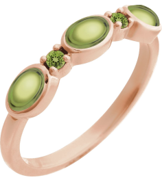 72478 Ring Set 14K Rose Natural Peridot Oval 5 X 3 Mm Natural Peridot Polished Natural Peridot Cabochon Stackable Ring