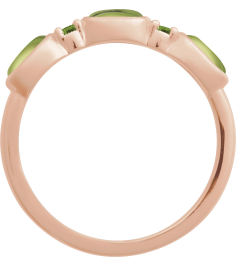 72478 Ring Set 14K Rose Natural Peridot Oval 5 X 3 Mm Natural Peridot Polished Natural Peridot Cabochon Stackable Ring