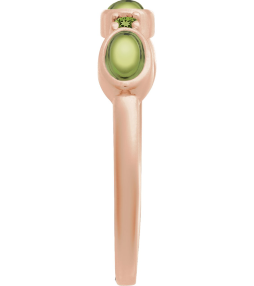 72478 Ring Set 14K Rose Natural Peridot Oval 5 X 3 Mm Natural Peridot Polished Natural Peridot Cabochon Stackable Ring