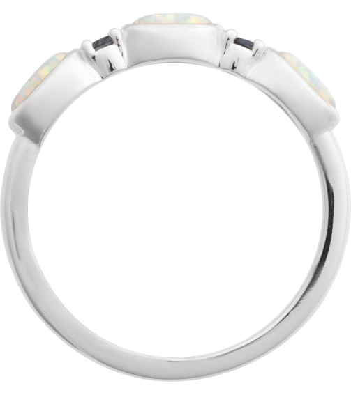 72478 Ring Set Platinum Lab-Grown White Opal Oval 5 X 3 Mm Natural London Blue Topaz Polished Lab-Grown White Opal Cabochon And Natural London Blue Topaz Stackable Ring