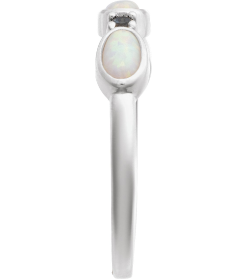 72478 Ring Set Platinum Lab-Grown White Opal Oval 5 X 3 Mm Natural London Blue Topaz Polished Lab-Grown White Opal Cabochon And Natural London Blue Topaz Stackable Ring