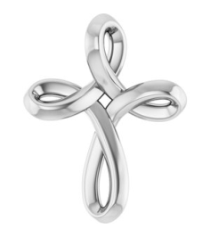 R50066 Pendant 14K White 13.4 X 10.4 Mm Polished Freeform Cross Pendant