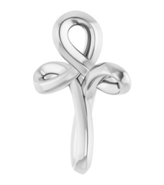 R50066 Pendant 14K White 13.4 X 10.4 Mm Polished Freeform Cross Pendant