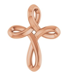R50066 Pendant 14K Rose 13.4 X 10.4 Mm Polished Freeform Cross Pendant