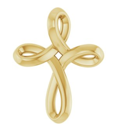 R50066 Pendant 14K Yellow 13.4 X 10.4 Mm Polished Freeform Cross Pendant