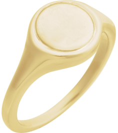 57976 14K Yellow Round 10.5 X 10.3 Mm Polished Polished Engravable Signet Ring