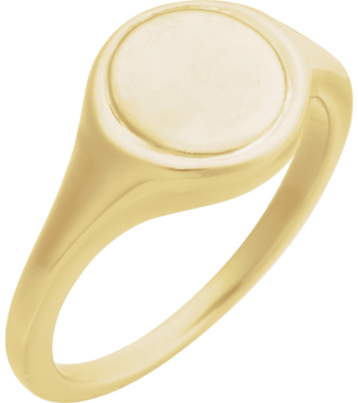 57976 14K Yellow Round 10.5 X 10.3 Mm Polished Polished Engravable Signet Ring