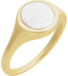 57976 14K YellowWhite Round 10.5 X 10.3 Mm Polished Polished Engravable Signet Ring