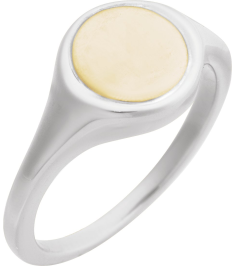 57976 14K WhiteYellow Round 10.5 X 10.3 Mm Polished Polished Engravable Signet Ring
