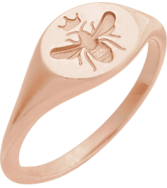 57989 14K Rose 8.4 X 8.4 Mm Bead BlastPolished Polished Intaglio Bee Signet Ring