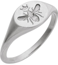 57989 Sterling Silver 8.4 X 8.4 Mm Bead BlastPolished Polished Intaglio Bee Signet Ring