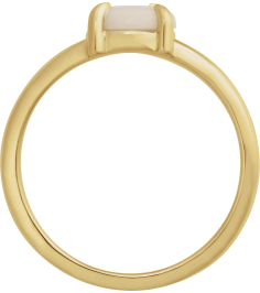 72448 Ring Set 14K Yellow Natural White Opal Round 7 Mm Polished Natural White Opal Solitaire Cabochon Ring