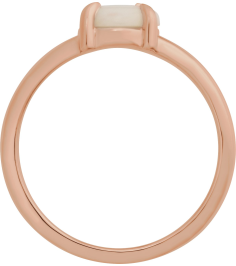 72448 Ring Set 14K Rose Natural White Opal Round 7 Mm Polished Natural White Opal Solitaire Cabochon Ring