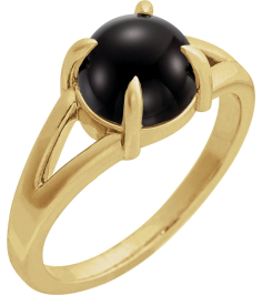 72448 Ring Set 14K Yellow Natural Onyx Round 7 Mm Polished Natural Onyx Solitaire Cabochon Ring