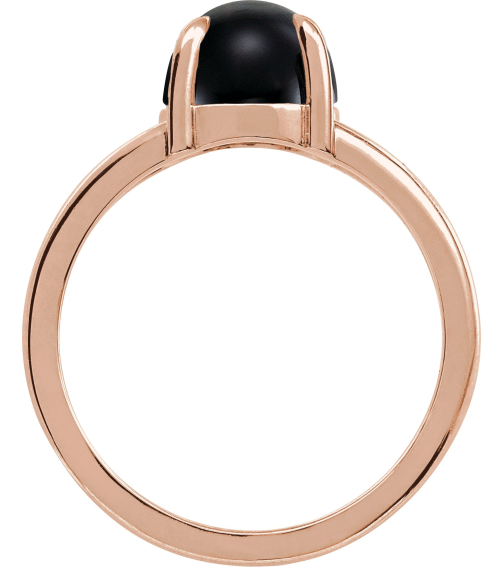 72448 Ring Set 14K Rose Natural Onyx Round 7 Mm Polished Natural Onyx Solitaire Cabochon Ring