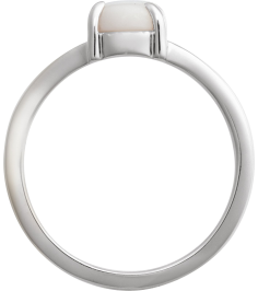 72448 Ring Set Platinum Natural White Opal Oval 8 X 6 Mm Polished Natural White Opal Solitaire Cabochon Ring