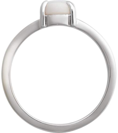 72448 Ring Set Platinum Natural White Opal Oval 8 X 6 Mm Polished Natural White Opal Solitaire Cabochon Ring