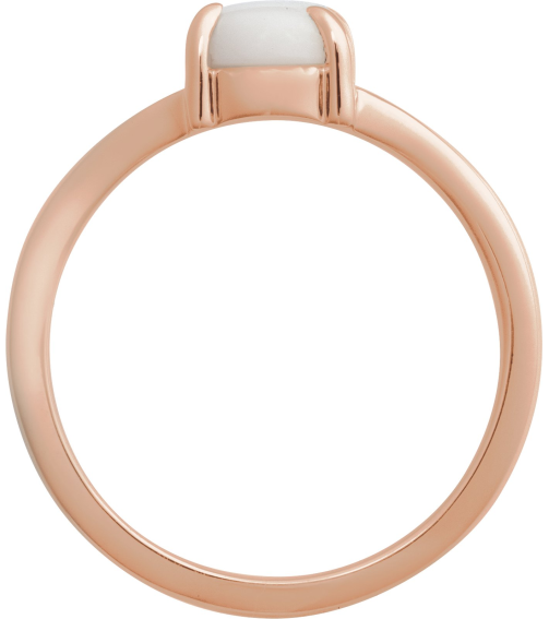 72448 Ring Set 14K Rose Natural White Opal Oval 8 X 6 Mm Polished Natural White Opal Solitaire Cabochon Ring