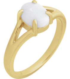 72448 Ring Set 14K Yellow Natural White Opal Oval 8 X 6 Mm Polished Natural White Opal Solitaire Cabochon Ring