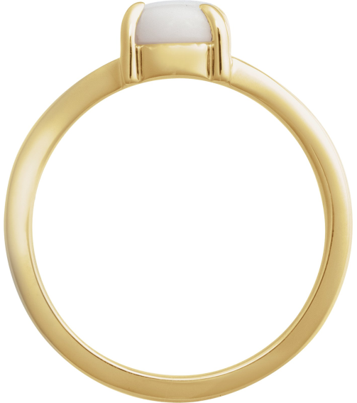 72448 Ring Set 14K Yellow Natural White Opal Oval 8 X 6 Mm Polished Natural White Opal Solitaire Cabochon Ring