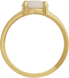 72448 Ring Set 14K Yellow Natural White Opal Round 8 Mm Polished Natural White Opal Solitaire Cabochon Ring