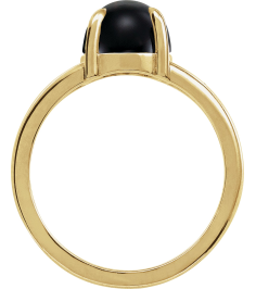 72448 Ring Set 14K Yellow Natural Onyx Round 8 Mm Polished Natural Onyx Solitaire Cabochon Ring