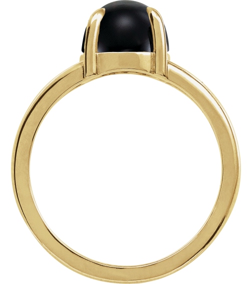 72448 Ring Set 14K Yellow Natural Onyx Round 8 Mm Polished Natural Onyx Solitaire Cabochon Ring
