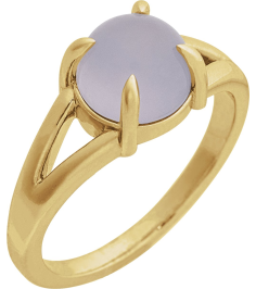72448 Ring Set 14K Yellow Natural Chalcedony Round 8 Mm Polished Natural Chalcedony Solitaire Cabochon Ring