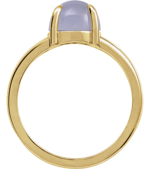 72448 Ring Set 14K Yellow Natural Chalcedony Round 8 Mm Polished Natural Chalcedony Solitaire Cabochon Ring
