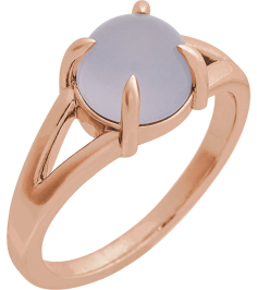 72448 Ring Set 14K Rose Natural Chalcedony Round 8 Mm Polished Natural Chalcedony Solitaire Cabochon Ring