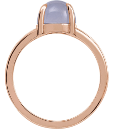 72448 Ring Set 14K Rose Natural Chalcedony Round 8 Mm Polished Natural Chalcedony Solitaire Cabochon Ring