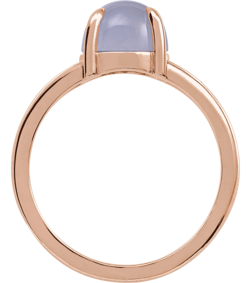 72448 Ring Set 14K Rose Natural Chalcedony Round 8 Mm Polished Natural Chalcedony Solitaire Cabochon Ring