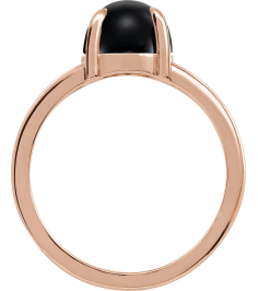 72448 Ring Set 14K Rose Natural Onyx Round 8 Mm Polished Natural Onyx Solitaire Cabochon Ring