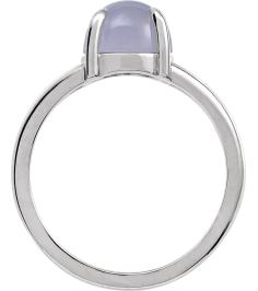 72448 Ring Set Sterling Silver Natural Chalcedony Round 8 Mm Polished Natural Chalcedony Solitaire Cabochon Ring