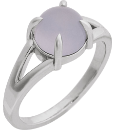 72448 Ring Set Platinum Natural Chalcedony Round 8 Mm Polished Natural Chalcedony Solitaire Cabochon Ring