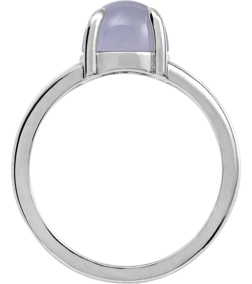 72448 Ring Set Platinum Natural Chalcedony Round 8 Mm Polished Natural Chalcedony Solitaire Cabochon Ring