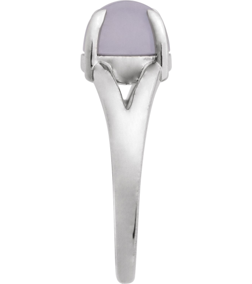 72448 Ring Set Platinum Natural Chalcedony Round 8 Mm Polished Natural Chalcedony Solitaire Cabochon Ring