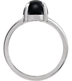 72448 Ring Set Platinum Natural Onyx Round 8 Mm Polished Natural Onyx Solitaire Cabochon Ring