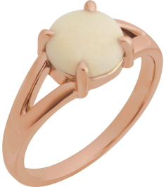 72448 Ring Set 14K Rose Natural White Opal Round 8 Mm Polished Natural White Opal Solitaire Cabochon Ring