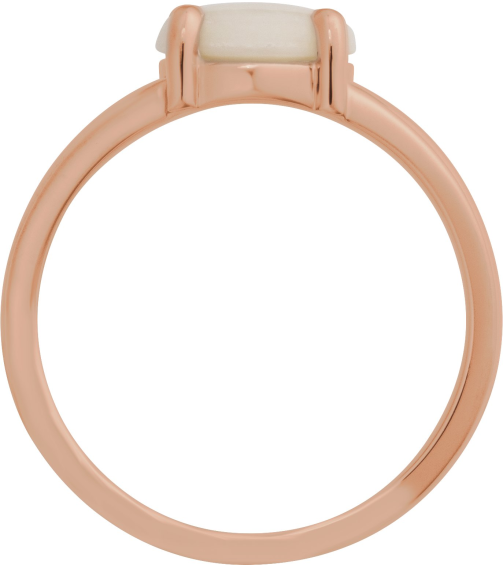 72448 Ring Set 14K Rose Natural White Opal Round 8 Mm Polished Natural White Opal Solitaire Cabochon Ring