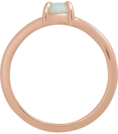 72448 Ring Set 14K Rose Natural White Opal Oval 7 X 5 Mm Polished Natural White Opal Solitaire Cabochon Ring