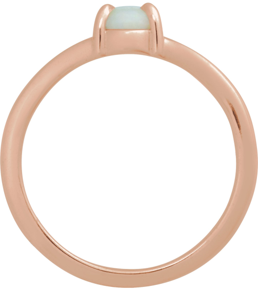 72448 Ring Set 14K Rose Natural White Opal Oval 7 X 5 Mm Polished Natural White Opal Solitaire Cabochon Ring