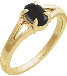 72448 Ring Set 14K Yellow Natural Onyx Oval 7 X 5 Mm Polished Natural Onyx Solitaire Cabochon Ring
