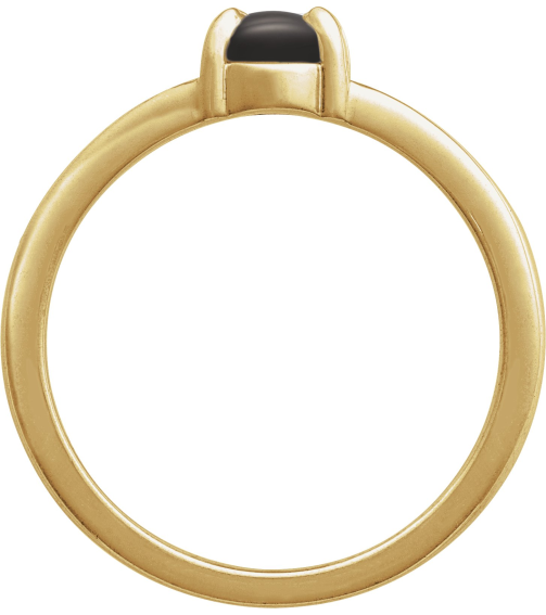 72448 Ring Set 14K Yellow Natural Onyx Oval 7 X 5 Mm Polished Natural Onyx Solitaire Cabochon Ring