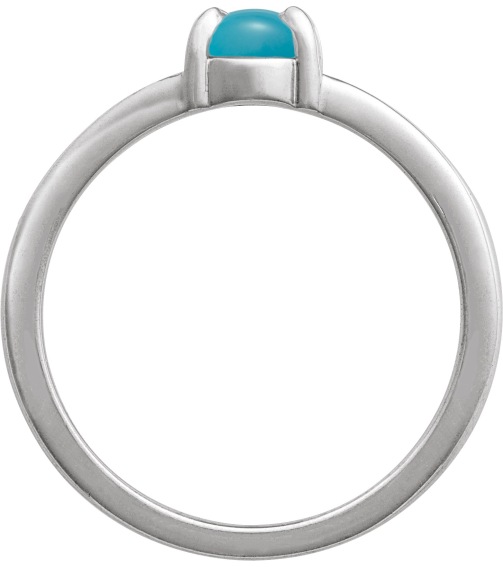 72448 Ring Set Platinum Natural Turquoise Oval 7 X 5 Mm Polished Natural Turquoise Solitaire Cabochon Ring