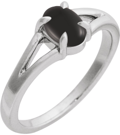 72448 Ring Set Platinum Natural Onyx Oval 7 X 5 Mm Polished Natural Onyx Solitaire Cabochon Ring