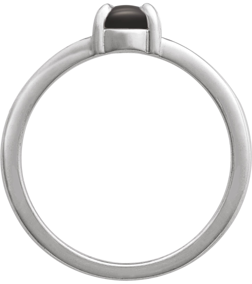 72448 Ring Set Platinum Natural Onyx Oval 7 X 5 Mm Polished Natural Onyx Solitaire Cabochon Ring