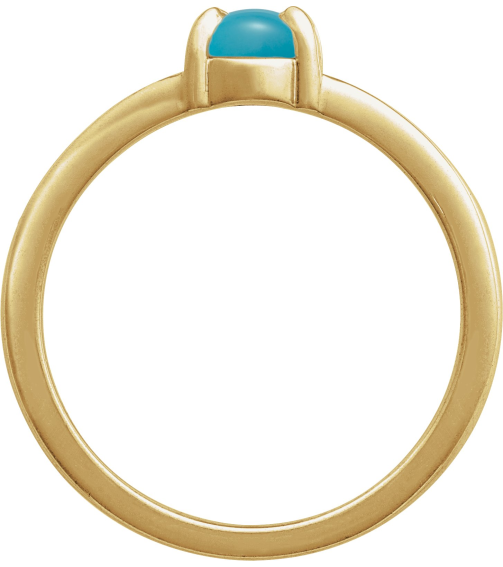 72448 Ring Set 14K Yellow Natural Turquoise Oval 7 X 5 Mm Polished Natural Turquoise Solitaire Cabochon Ring