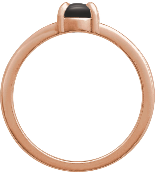 72448 Ring Set 14K Rose Natural Onyx Oval 7 X 5 Mm Polished Natural Onyx Solitaire Cabochon Ring